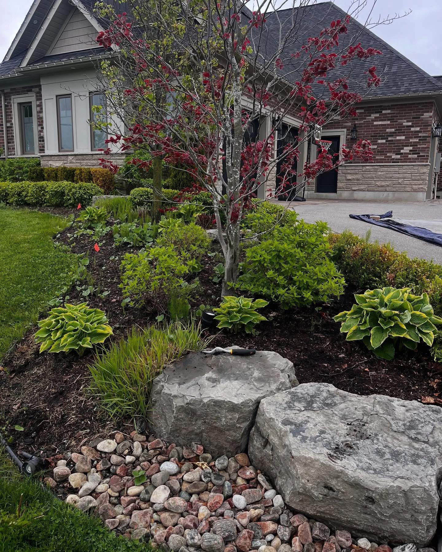 Completed a full garden bed refresh today with 8 yards of premium brown mulch.