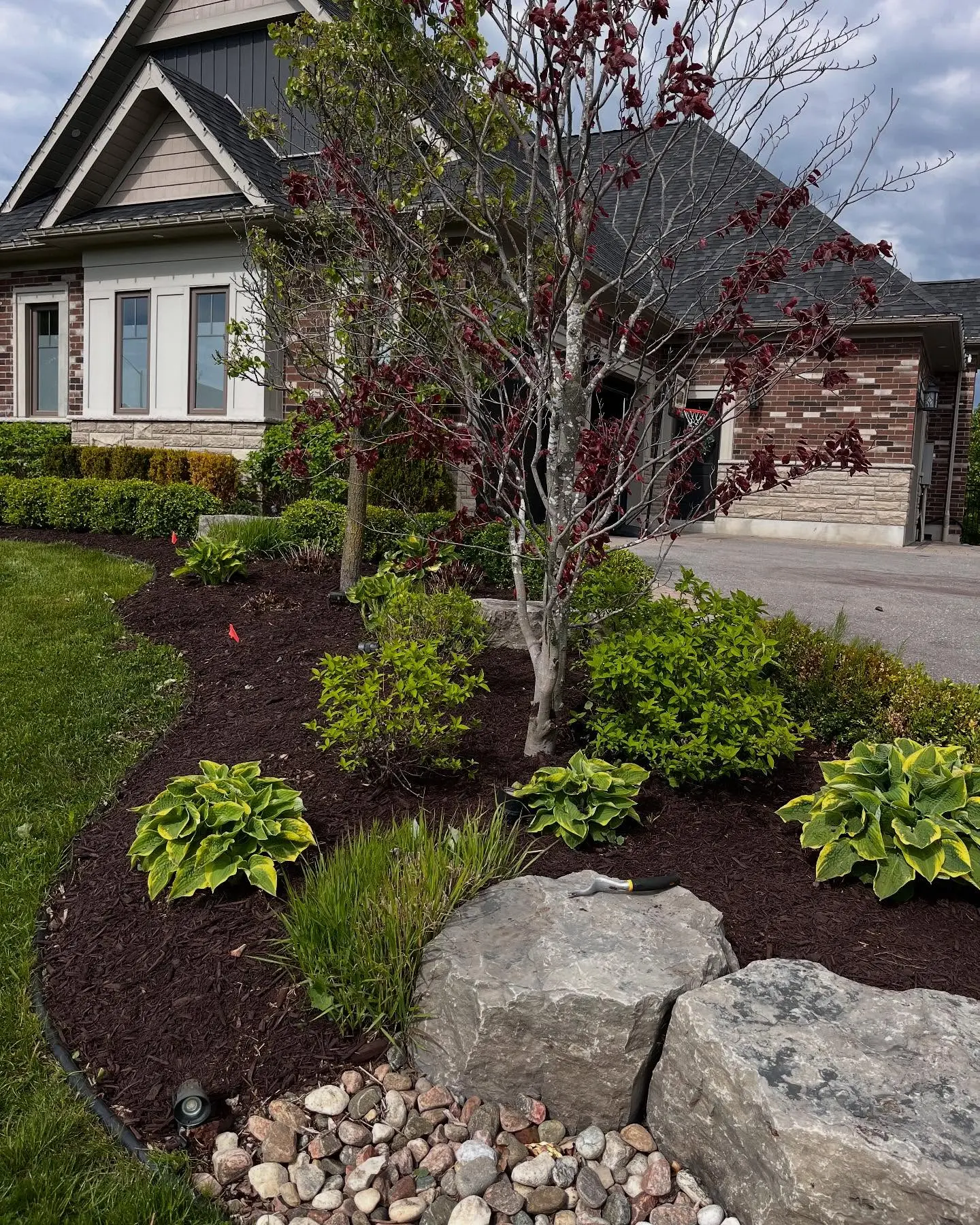 Completed a full garden bed refresh today with 8 yards of premium brown mulch.