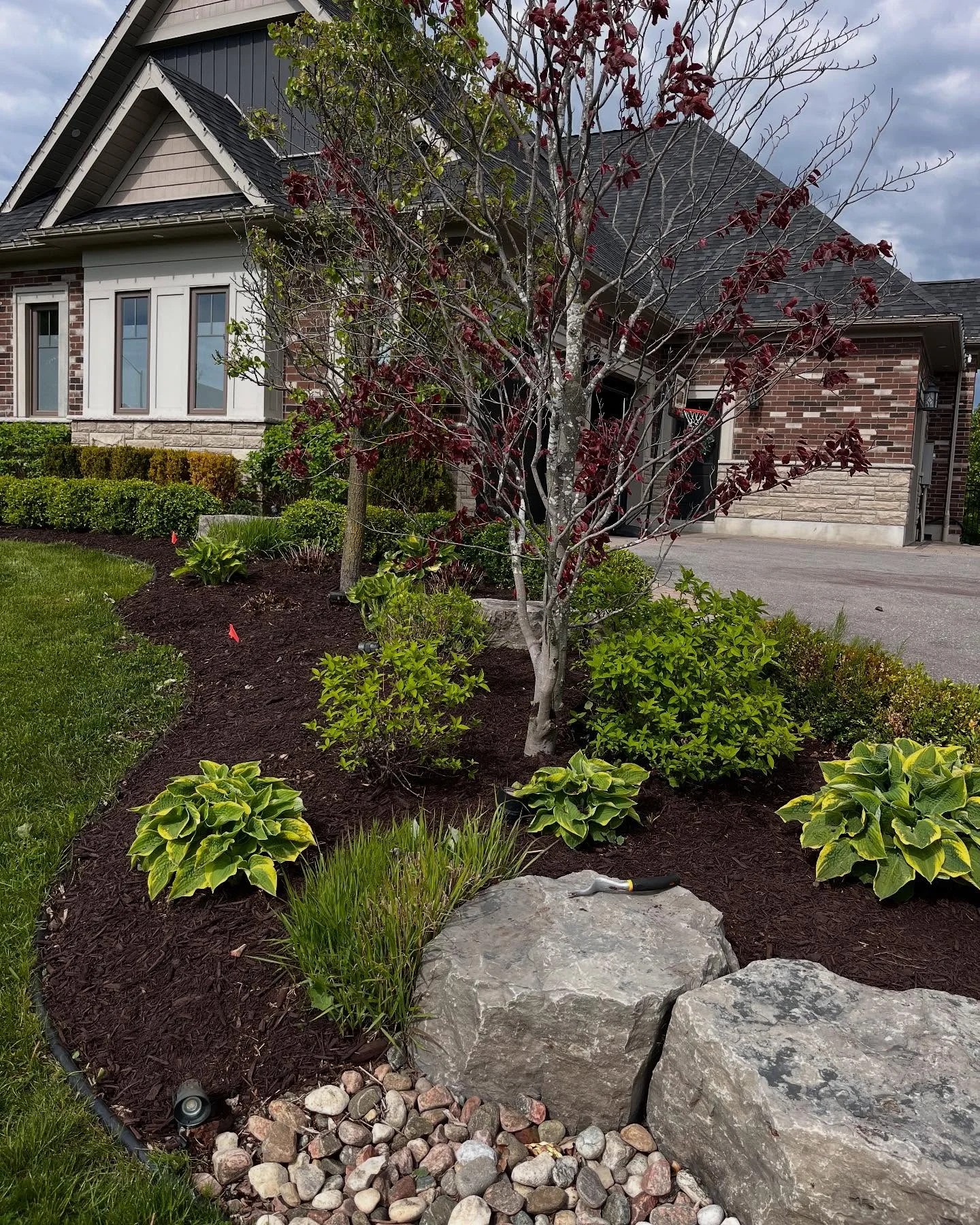 Completed a full garden bed refresh today with 8 yards of premium brown mulch.
