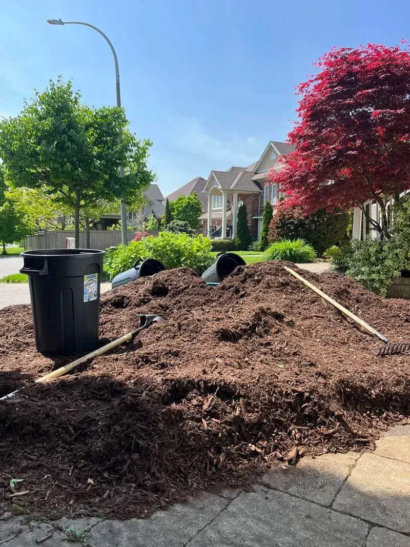 Professional mulch spreading and garden bed edging in Oshawa